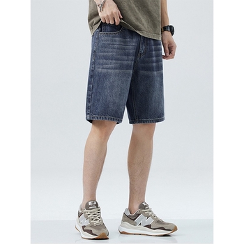 Muške traper kratke hlače - retro stil, labav kroj, Capri dužina, 85% poliester, mikroelastičnost, ljetni casual