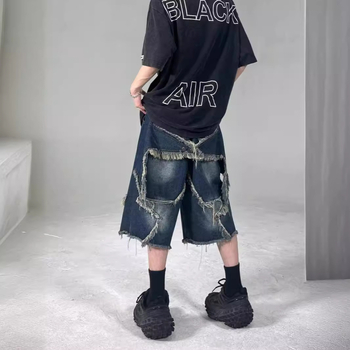 Traperice od denima - Hip-Hop stil, ravne nogavice, srednji pojas, 70,4% pamuk, oprane