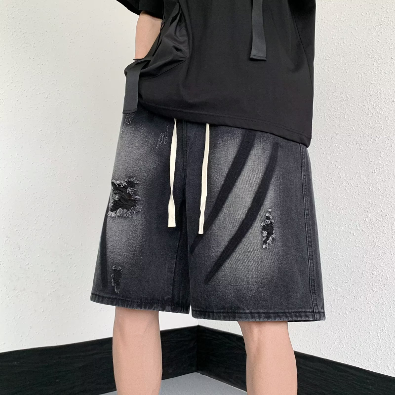 Unisex kratke traper hlače s poderotinama, ljeto, pamuk, ravni kroj