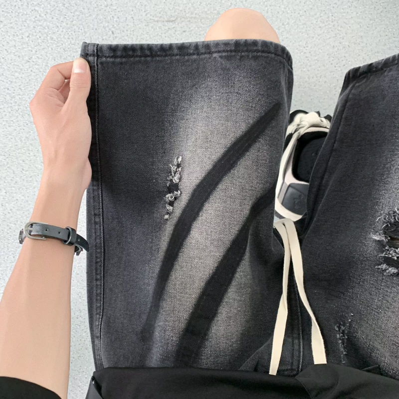 Unisex kratke traper hlače s poderotinama, ljeto, pamuk, ravni kroj