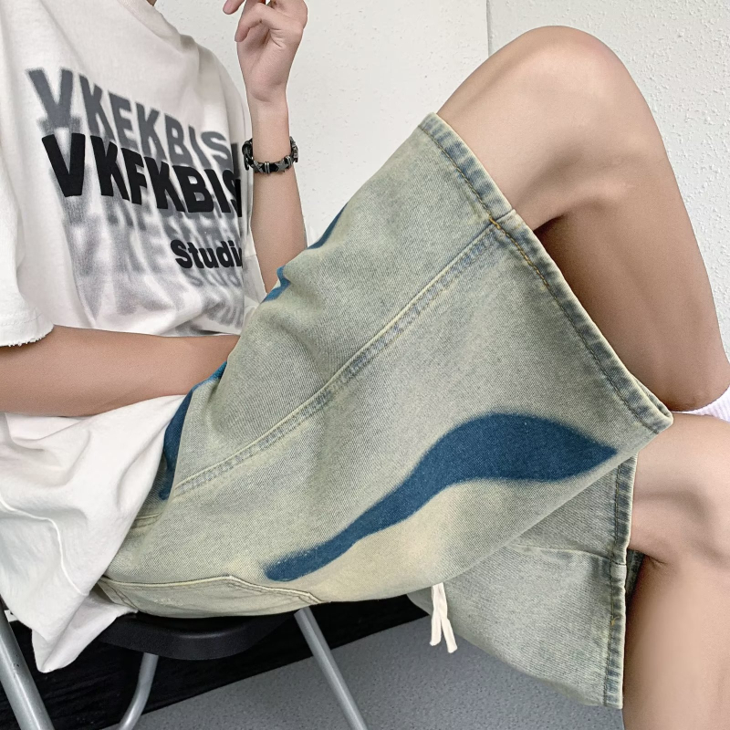 Unisex kratke traper hlače s poderotinama, ljeto, pamuk, ravni kroj
