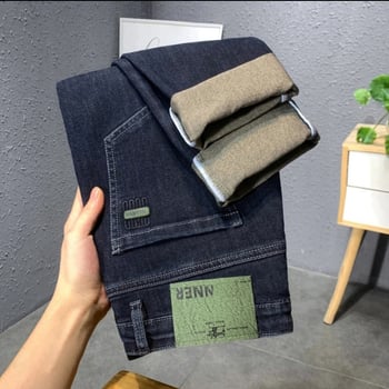 Férfi egyenes szabású farmer, középmagas derék, cipzár, 70% poliészter tartalmú denim, koreai stílus, 2025 tavaszi kiadás