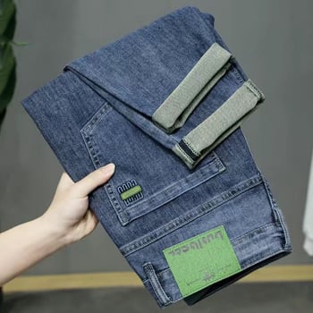 Férfi egyenes szabású farmer, középmagas derék, cipzár, 70% poliészter tartalmú denim, koreai stílus, 2025 tavaszi kiadás