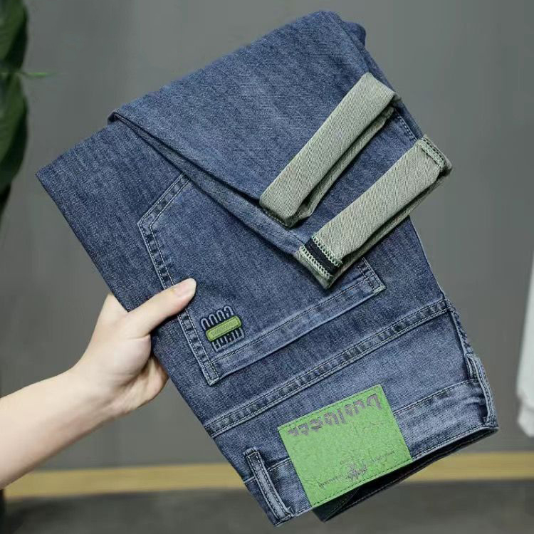 Férfi egyenes szabású farmer, középmagas derék, cipzár, 70% poliészter tartalmú denim, koreai stílus, 2025 tavaszi kiadás