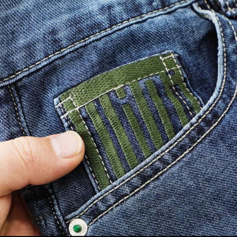 Férfi egyenes szabású farmer, középmagas derék, cipzár, 70% poliészter tartalmú denim, koreai stílus, 2025 tavaszi kiadás