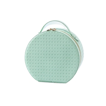 Kör alakú sminktáska LED-es tükörrel, PU anyag, cipzáras nyitás, 800 g súly, utazáshoz ideális, nagy kapacitás