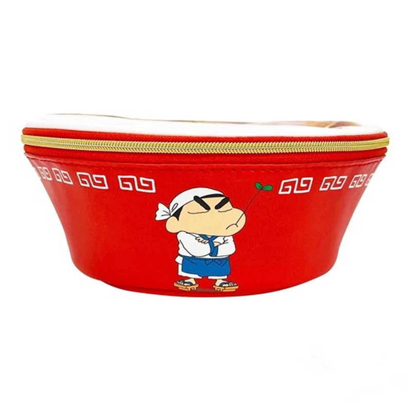 Japán-stílusú Shin-Chan rajzfilm sminktáska, ramen tál formájú, PU anyagú, otthoni tárolásra és utazásokhoz