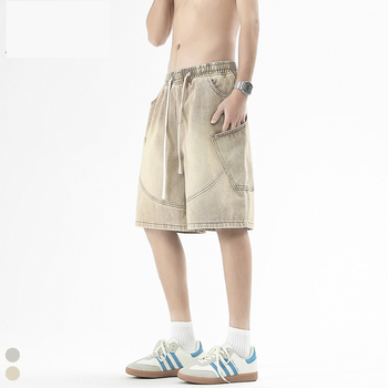 Muške ravne denim šorceve – više džepova, cargo, gradski stil, pamukasto-mješovita tkanina, ljeto 2025