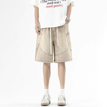 Muške ravne denim šorceve – više džepova, cargo, gradski stil, pamukasto-mješovita tkanina, ljeto 2025