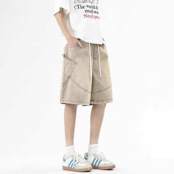 Muške ravne denim šorceve – više džepova, cargo, gradski stil, pamukasto-mješovita tkanina, ljeto 2025