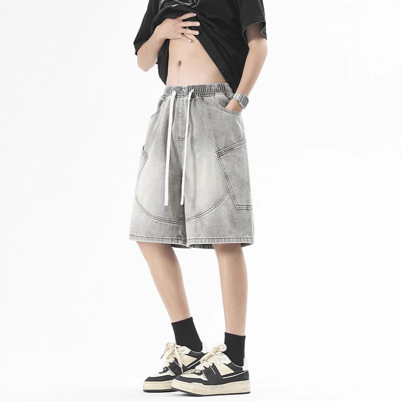 Muške ravne denim šorceve – više džepova, cargo, gradski stil, pamukasto-mješovita tkanina, ljeto 2025