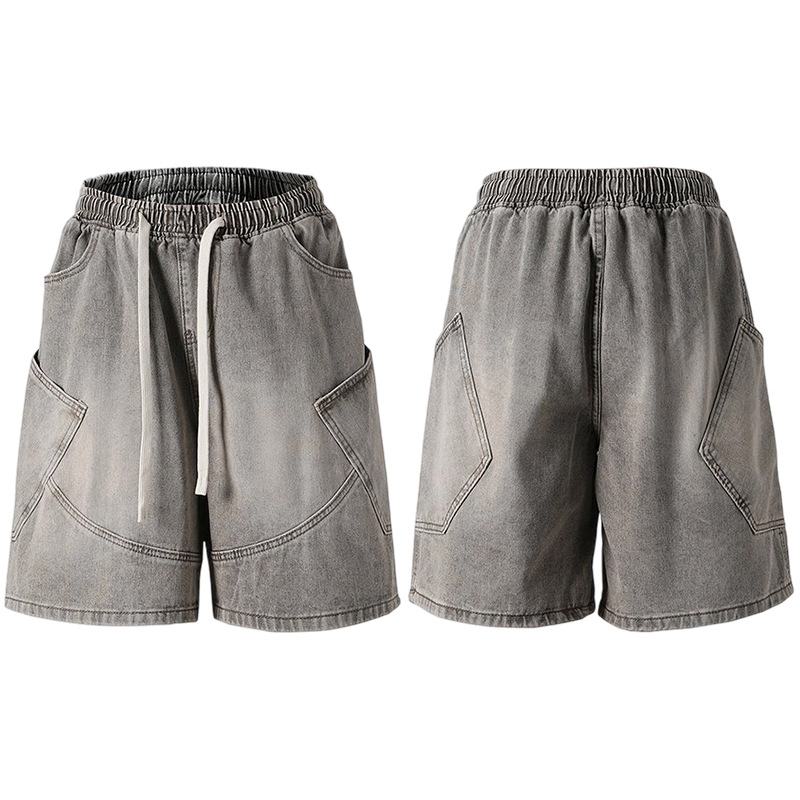 Muške ravne denim šorceve – više džepova, cargo, gradski stil, pamukasto-mješovita tkanina, ljeto 2025