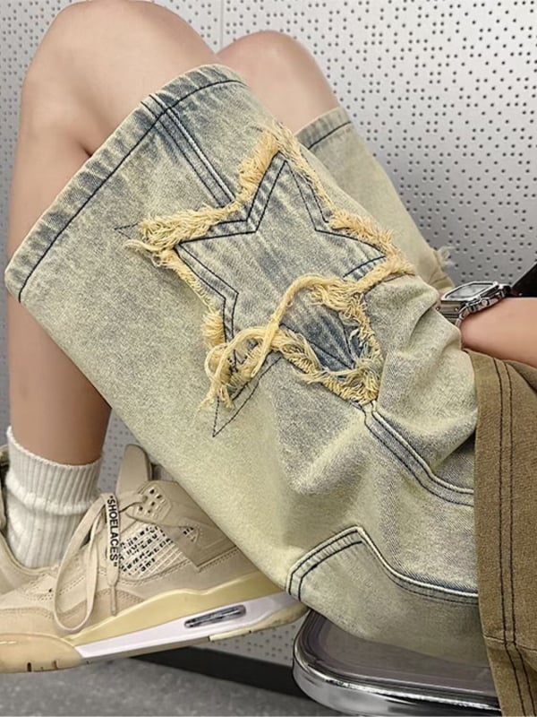 Muške traper šorc, široka silueta, ravni kroj, 30% pamuk, originalni dizajn, Ljeto 2024