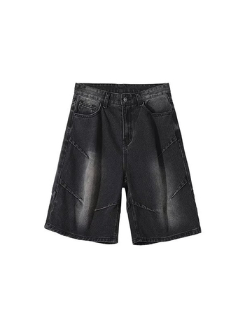 Muške traper šortse — ručno oslikan dizajn, niski struk, ravnog kroja, zatvarač na zipu, pranje kamenom