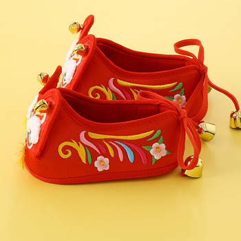 Dječje cipele s glavom tigra, izvezeni uzorak, svilen vrh, platnena potplat, zatvaranje na stražnjem vezivanju, za djecu 1-3 godine