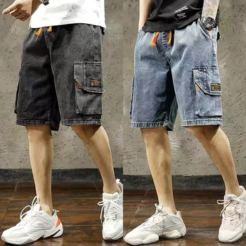 Muške denim šorc za radnu odjeću — visok struk, ravni kroj, ukrašene džepove, poliester smjesa