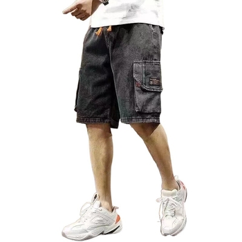 Muške denim šorc za radnu odjeću — visok struk, ravni kroj, ukrašene džepove, poliester smjesa