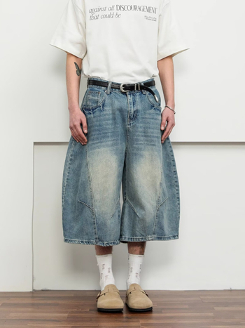 Unisex kratke traperice, poliester, mikroelastičnost, ravni kroj, retro streetwear