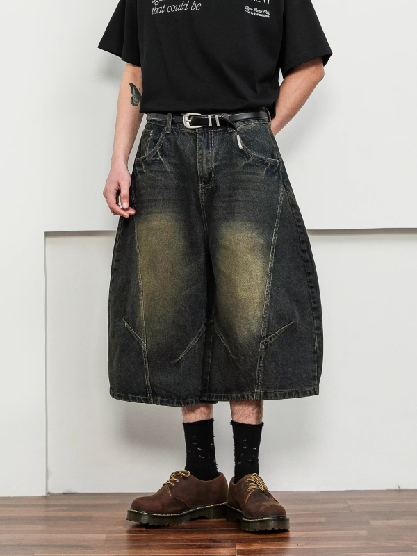 Unisex kratke traperice, poliester, mikroelastičnost, ravni kroj, retro streetwear