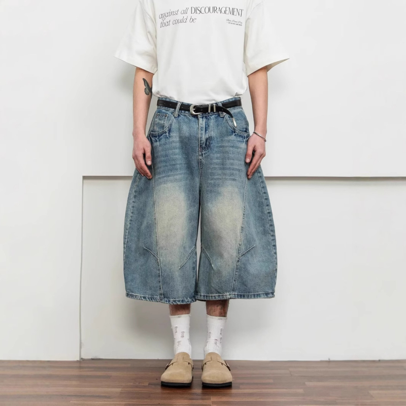 Unisex kratke traperice, poliester, mikroelastičnost, ravni kroj, retro streetwear