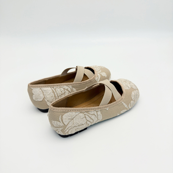 Dječje platnene cipele za djevojčice, stil princeze, niski gornji dio, vezene cvjetne motive, gumena potplat