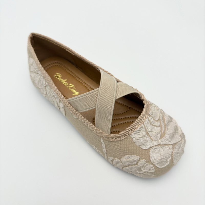 Dječje platnene cipele za djevojčice, stil princeze, niski gornji dio, vezene cvjetne motive, gumena potplat