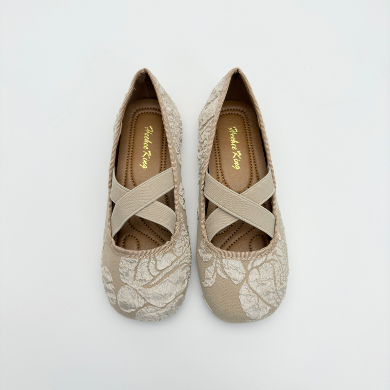 Dječje platnene cipele za djevojčice, stil princeze, niski gornji dio, vezene cvjetne motive, gumena potplat