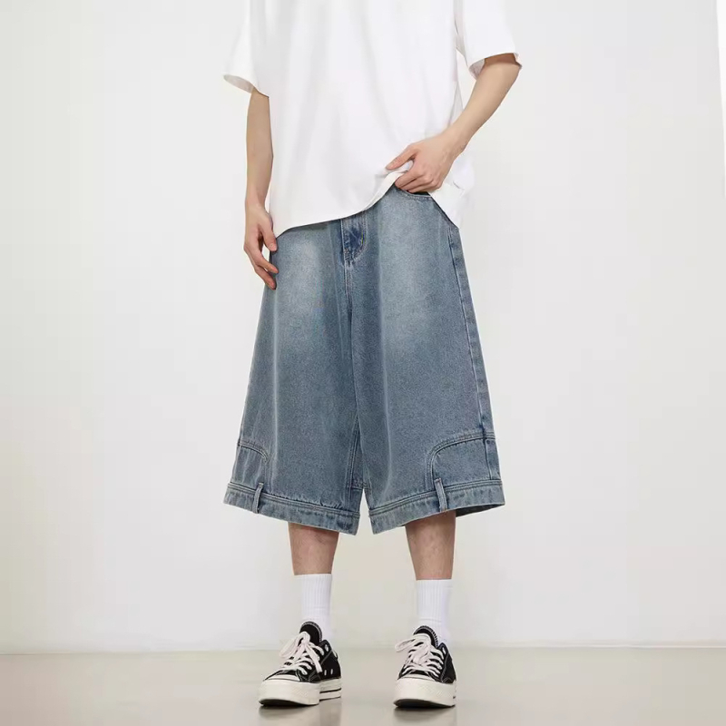 Muške cropped denim kratke hlače – labav kroj, mikro-stretch, 90% poliester