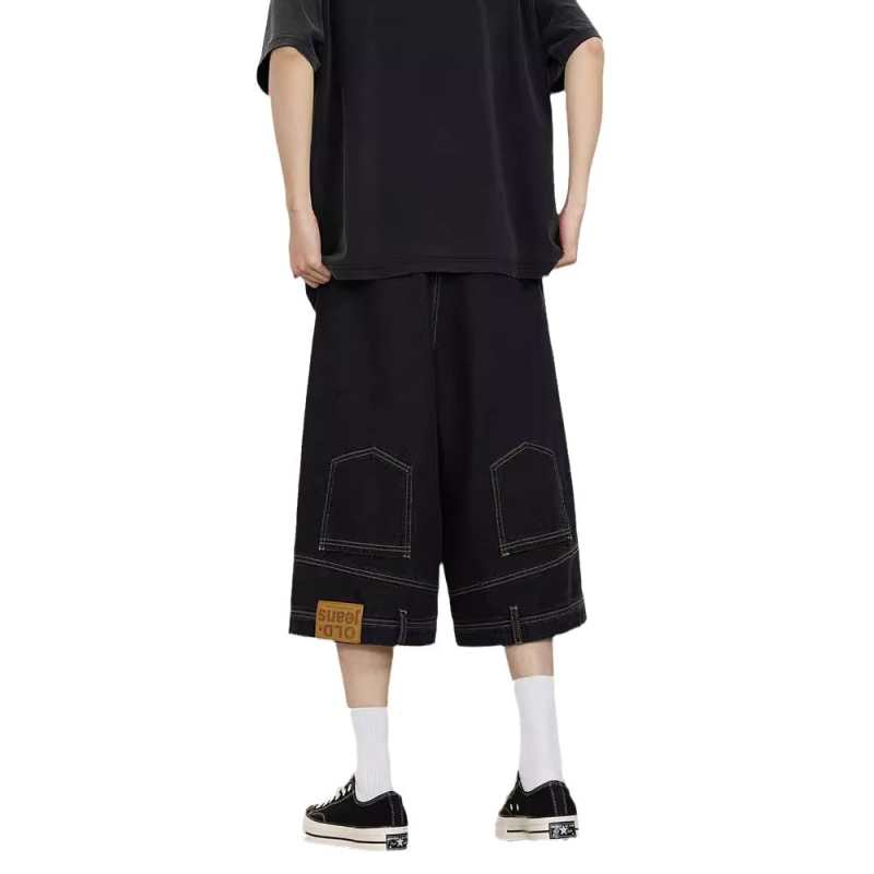 Muške cropped denim kratke hlače – labav kroj, mikro-stretch, 90% poliester