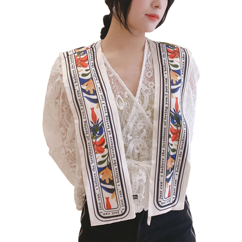 Шал за рамене с двустранен флорален принт, crepe плат, печатна декорация