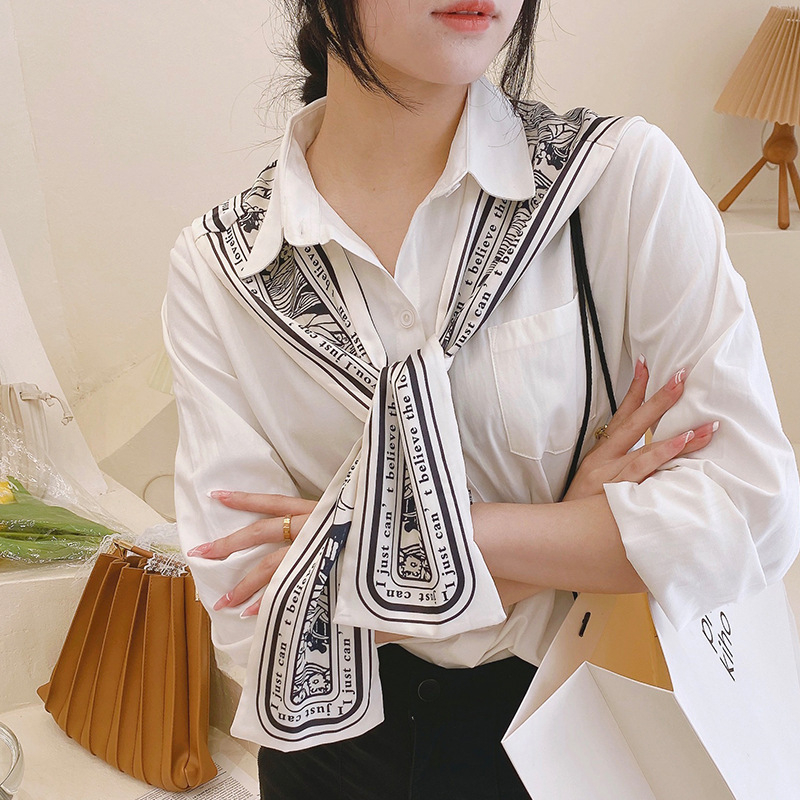 Шал за рамене с двустранен флорален принт, crepe плат, печатна декорация