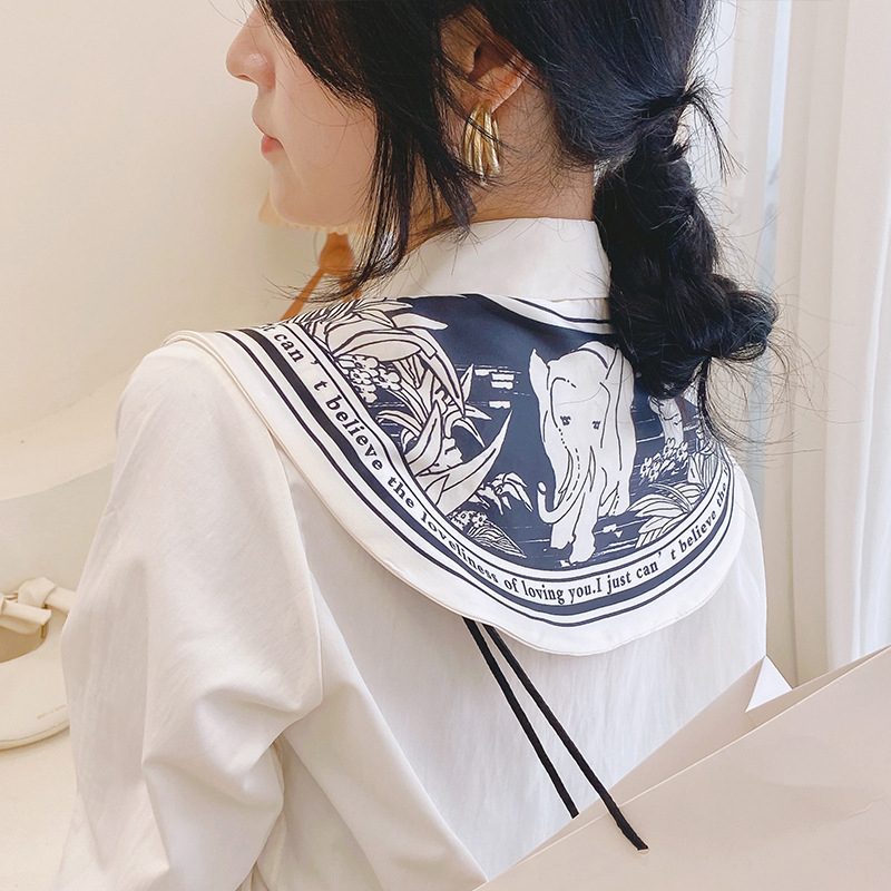 Шал за рамене с двустранен флорален принт, crepe плат, печатна декорация