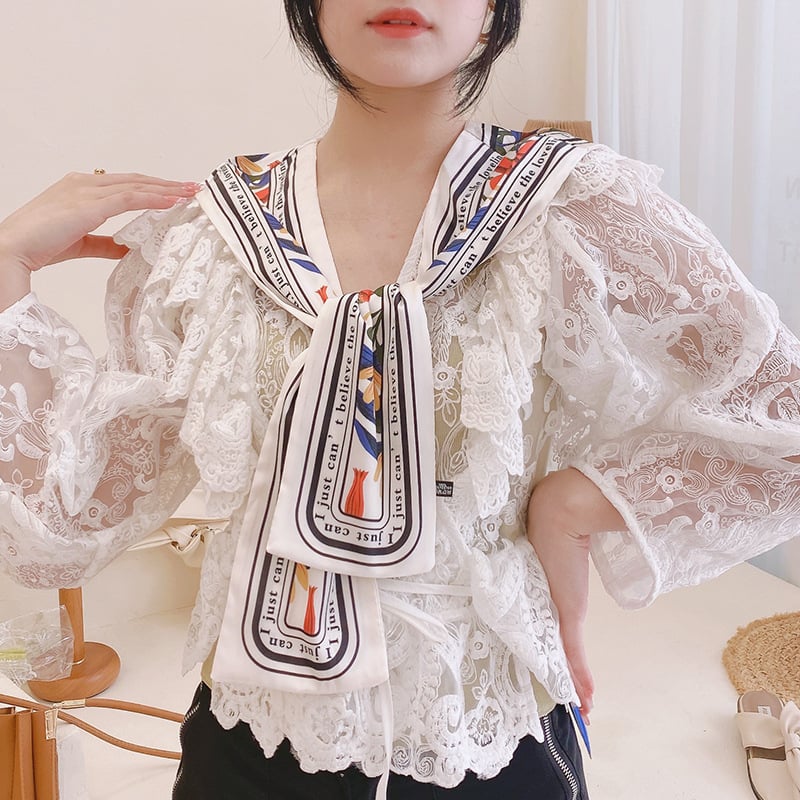 Шал за рамене с двустранен флорален принт, crepe плат, печатна декорация