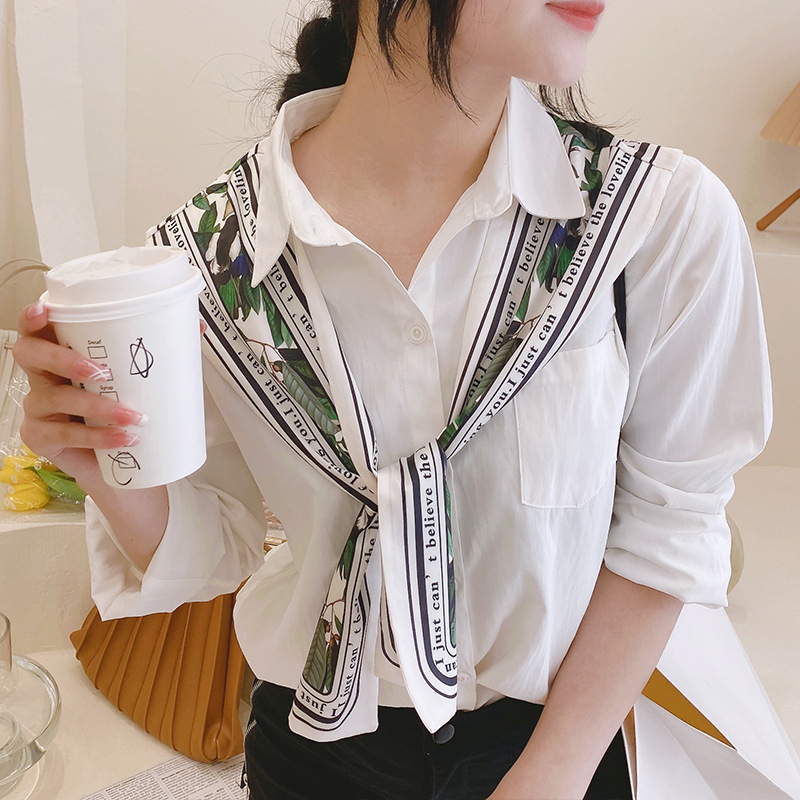 Шал за рамене с двустранен флорален принт, crepe плат, печатна декорация