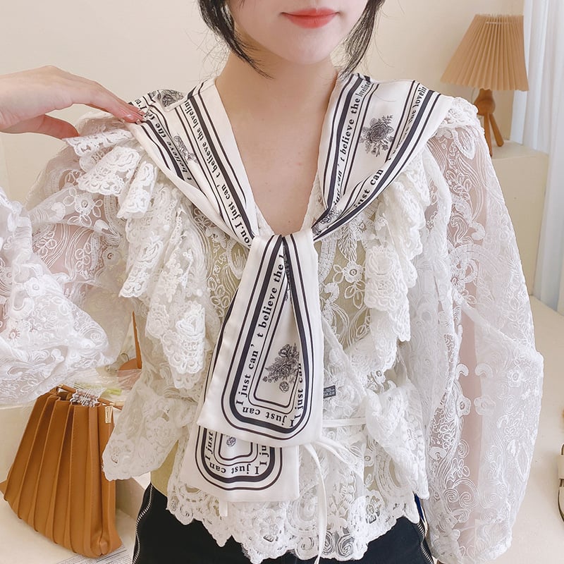 Шал за рамене с двустранен флорален принт, crepe плат, печатна декорация