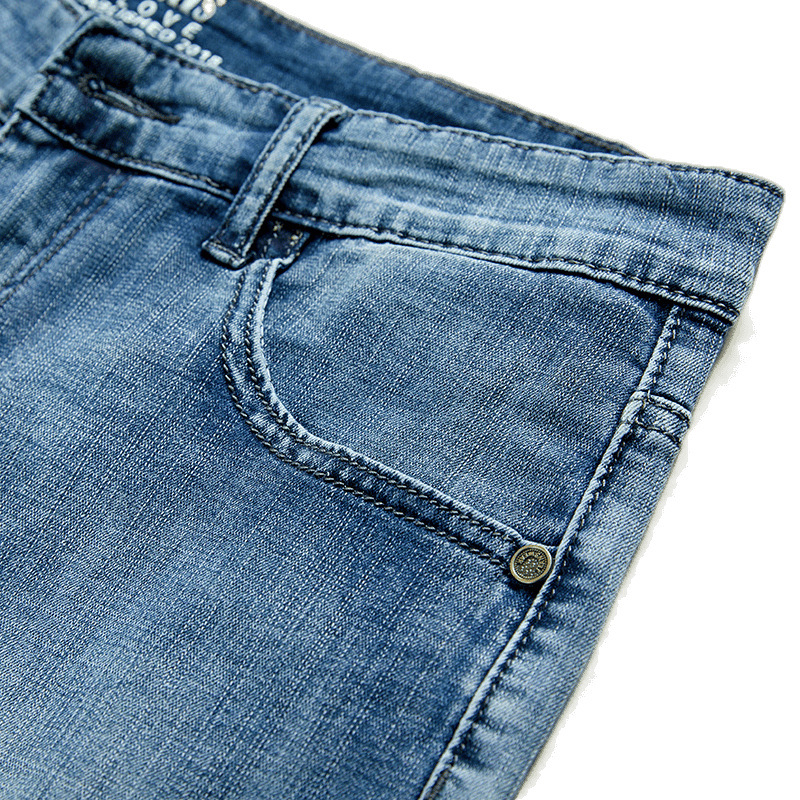 Džins šorts s labavim ravnim krojem, pamuk-smjesavina, mikroelastičnost, ljeto