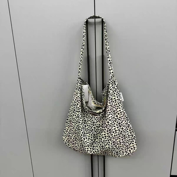 Platnena torba s leopard printom, crossbody torba, velika kapaciteta, horizontalni kvadratni oblik