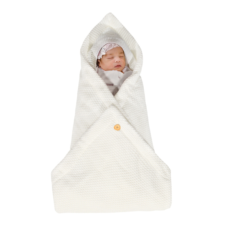 Dječji jacquard presvučeni spavaći vreć za kolica; debeli pleteni dizajn s kopčom. Višenamjenski spavaći vreć/deka; materijal: akril; težina 500 g; punilo: pamuk fleece.