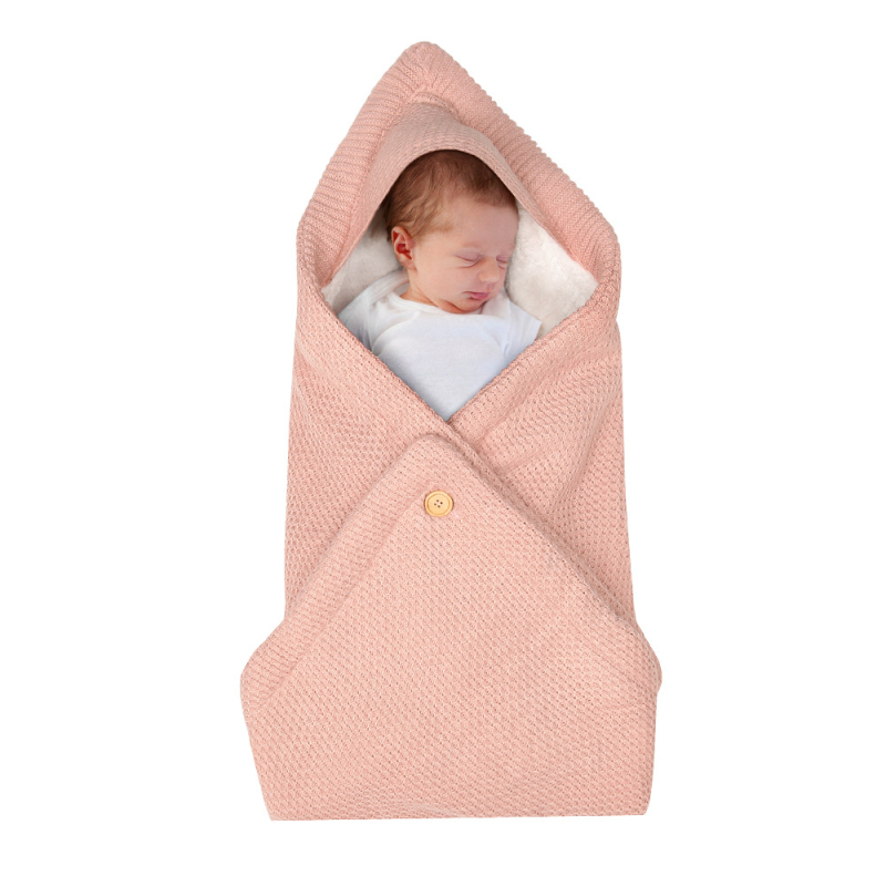 Dječji jacquard presvučeni spavaći vreć za kolica; debeli pleteni dizajn s kopčom. Višenamjenski spavaći vreć/deka; materijal: akril; težina 500 g; punilo: pamuk fleece.
