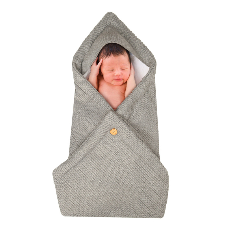 Dječji jacquard presvučeni spavaći vreć za kolica; debeli pleteni dizajn s kopčom. Višenamjenski spavaći vreć/deka; materijal: akril; težina 500 g; punilo: pamuk fleece.