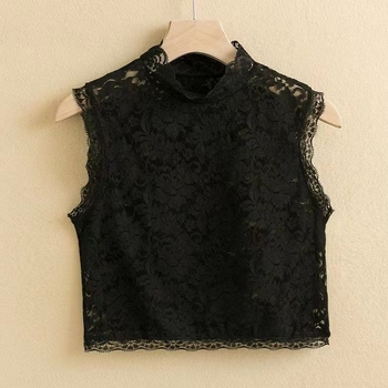 Čipkasta osnovna bluza s lažnim ovratnikom za žene, materijal poliesterska svila, uzor pivonija, moderna i svestrana, proljeće 2025