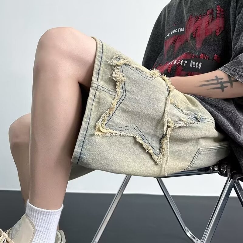 Džins šorc, široka silueta, ljeto, korejski stil