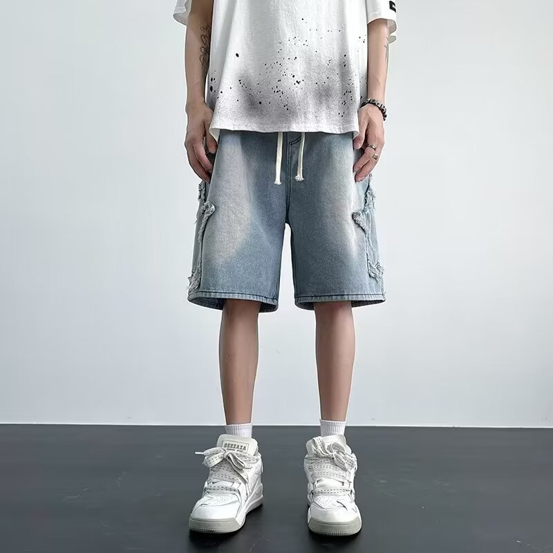 Džins šorc, široka silueta, ljeto, korejski stil