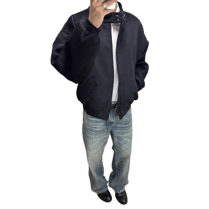 Muške traperice u retro stilu ravne kroja, srednji struk, zip, denim