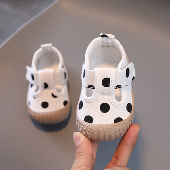 Pantofi pentru bebeluși din pânză, talpă moale, închidere Velcro, partea superioară din bumbac respirabilă, unisex, 12-36 de luni