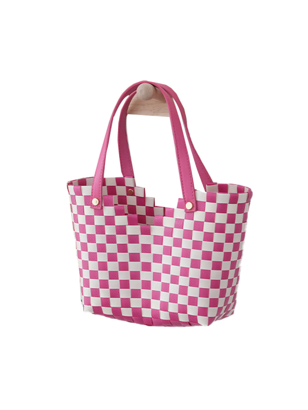 PVC szőtt táska, függőleges négyzet alakú, felső nyitás, belső dokumentumtartó zseb, PVC anyag