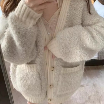 Pulover cardigan din bumbac cu elastan, decolteu în V, mâneci lungi, stil prințesă, primăvara 2025