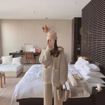 Pulover cardigan din bumbac cu elastan, decolteu în V, mâneci lungi, stil prințesă, primăvara 2025