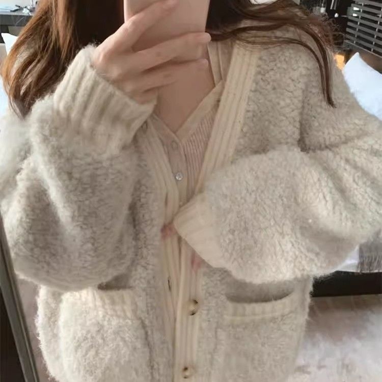 Pulover cardigan din bumbac cu elastan, decolteu în V, mâneci lungi, stil prințesă, primăvara 2025