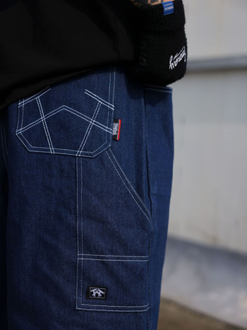 Muške traperice vintage hip-hop stil, ravni kroj, kratka duljina, pamuk denim